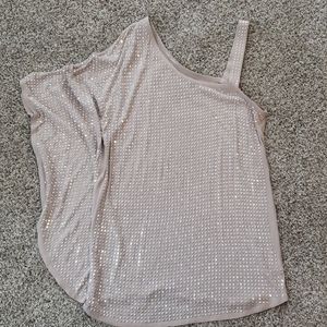 INC silver studded one shoulder top